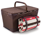 Pioneer Canvas & Rattan Picnic Basket - Moka