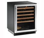 U-Line 1175WCS-00 1000 Series 48 Bottle Wine Cellar - Black Cabinet with Stainless Steel Glass Door - Field Reversible