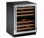 U-Line 2275ZWCS-00 Dual Zone 43 Bottle Wine Refrigerator - Black Cabinet with Stainless Steel Glass Door - Right Hinge