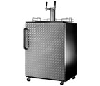 Summit SBC490BIDPLTWIN 6 Cu. Ft. Built-In Full-Size Dual Faucet Kegerator- Jet Black Cabinet with Industrial Style Diamond Plate Door