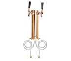 Polished PVD Brass Dual Faucet Draft Beer Tower - 3-Inch Column