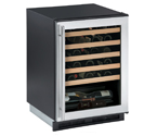 U-Line 1175WCS-00 1000 Series 48 Bottle Wine Cellar - Black Cabinet with Stainless Steel Glass Door - Field Reversible