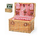 Chardonnay Willow Picnic Basket - Red Check Lining & Napkins