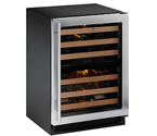 U-Line 2275ZWCS-00 Dual Zone 43 Bottle Wine Refrigerator - Black Cabinet with Stainless Steel Glass Door - Right Hinge