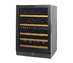 N'Finity 50 Bottle Wine Cellar Refrigerator - Black Cabinet with Black Door - Left Hinge Door