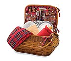 Picnic Time Highlander Bamboo & Rattan Picnic Basket for Four