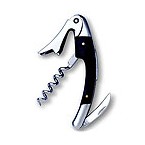 Dark Wood and Stainless Steel Curved Waiter's Wine Opener