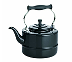 BonJour 53867 Porcelain Teakettle, Vintage Design, Black - 2 Qt.