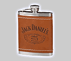 Jack Daniel's Leather Cover Stainless Steel Liquor Flask - 6 oz.