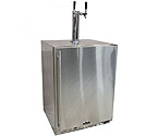 Marvel 60HK-SS-B-LR-X2D All Stainless Steel Outdoor Kegerator Cabinet with BeverageFactory.com X-CLUSIVE 2 Faucet D System Tapping Kit