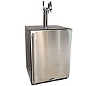 Marvel ML24BNS1RS-X3HB Kegerator Cabinet with BeverageFactory.com X-CLUSIVE 3 Faucet Home Brew Keg Tapping Kit - Black Cabinet with Stainless Steel Door