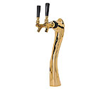 Gold Plated Metal Double Faucet 3-Inch Diameter Column Beer Tower