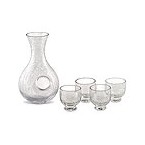 Cold Sake Set - Clear Crackled Glass