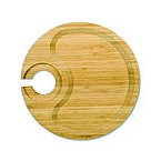 Bamboo Party Plate with Built-In Stemware Holder