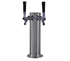 BrushedStainless Steel Dual Faucet Draft Beer Tower - 3-Inch Diameter Column
