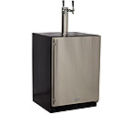 Marvel ML24BNS1RS-X2D Kegerator Cabinet with BeverageFactory.com X-CLUSIVE 2 Faucet D System Keg Tapping Kit - Black Cabinet with Stainless Steel Door