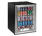 U-Line ADA24RGLS-15 5.3 cf ADA Undercounter Refrigerator w/ Lock  - Black Cabinet with Stainless Steel Framed Glass Door - Left Hinge
