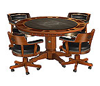 Harley-Davidson� HDL-13300-H - Bar & Shield Flames Poker Table & Chairs Set - Heritage Brown