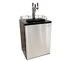 Haier Kegerator Cabinet with BeverageFactory.com exclusive customizable Triple Faucet Keg Tapping Kit - Black Cabinet with Stainless Steel Door
