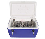 CB482 - Double Faucet Jockey Box - 48 Qt., Two 120' SS Coils - Blue