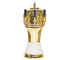 Zeus CT902-3BR Ceramic 3-Faucet Draft Beer Tower - Black w/ Brass Finish