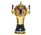 Zeus CT902-4BR Ceramic 4-Faucet Draft Beer Tower - Black w/ Brass Finish