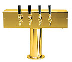 DS-254-PVD PVD Brass Four Faucet T-Style Draft Tower - 4 Inch Column