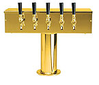 DS-255-PVD PVD Brass Five Faucet T-Style Draft Tower - 4 Inch Column