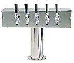 DS-355-PSS Stainless Steel Five Faucet T-Style Draft Tower - 4 Inch Column