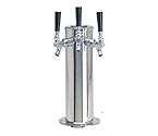 Polished Stainless Steel Triple Faucet Draft Beer Tower - 4 Inch Column