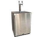Marvel 61HK-BS-F-X-2D Kegerator Cabinet with BeverageFactory.com X-CLUSIVE 2 Faucet D System Keg Tapping Kit - Black Cabinet with Stainless Steel Door