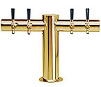 Metropolis PVD Brass Four Faucet T-Style Draft Tower - 4 Inch Column - Glycol Cooled