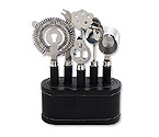 Metrokane 7402 VIP Bar Tool Set - Black Leather