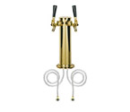Polished PVD Brass Dual Faucet Draft Beer Tower - 3-Inch Column