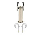 Polished Stainless Steel Dual Faucet Draft Beer Tower - 3-Inch Diameter Column