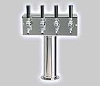 Glycol Cooled Stainless Steel Four Faucet T Style Draft Tower - 3 Inch Column