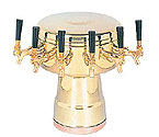 MTB-6BR Brass 6-Faucet Mushroom Draft Beer Tower - 7-1/2