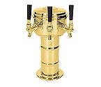 MTM-3BR Polished Brass 3 Faucet Mini Mushroom Draft Beer Tower - 4 Inch Column