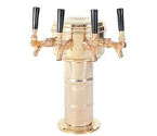 MTM-4BR Polished Brass 4 Faucet Mini-Mushroom Draft Beer Tower - 4 Inch Column