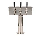 D7743PSS Stainless Steel T-Style 3 Faucet Draft Beer Tower - 3 Inch Column