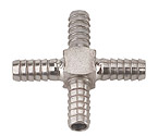 Stainless Steel Cross Fitting for 5/16 Inch ID Tubing