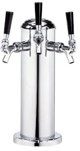 Enlarge Polished Stainless Steel Triple Faucet Draft Beer Tower - 4 Inch Column