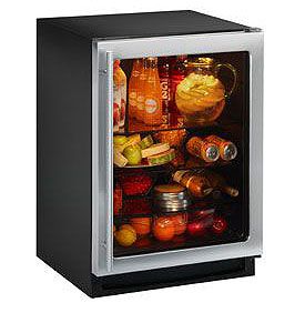 Enlarge U-Line 2175RCGS-00 2000 Series 5.4 Cu. Ft. Refrigerator - Black Cabinet with Stainless Steel Glass Door