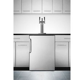 Enlarge Summit SBC490BISSTBTRIPLE Triple Faucet Built-in Kegerator - Jet Black Cabinet with a Stainless Steel Door and Handle