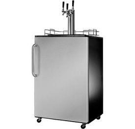 Enlarge Summit SBC490SSTBTRIPLE Full-Size Triple Faucet Kegerator - Black Cabinet with Stainless Steel Door and Curved Towel Bar Handle