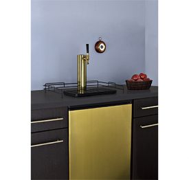 Enlarge Summit SBC490BIBRS Built-In Kegerator  6.4 Cu. Ft. Single Faucet Full-Sized - Brass Finished Door