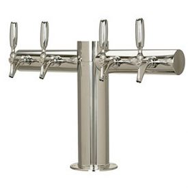 Enlarge Metropolis Stainless Steel 4 Faucet T-Style Draft Tower - 4 Inch Column - Glycol Cooled