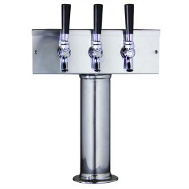 Enlarge D7743PSS Stainless Steel T-Style 3 Faucet Draft Beer Tower - 3 Inch Column