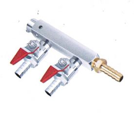 Enlarge Brass 2-Way Kegerator Beer Gas / Air Distributor