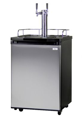 Enlarge Kegco K209SS-2 Dual Faucet Kegerator - Black Cabinet with Stainless Steel Door